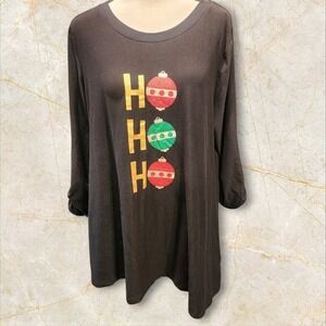 MerryWear Womens‎ XL Christmas Ho Ho Ho Holiday Long Sleeve Top T Shirt